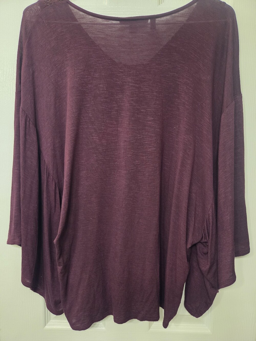 Jennifer Lopez Womens Medium Plum Wide 3/4 Length Sleeves Rayon & Spandex - Picture 3 of 9